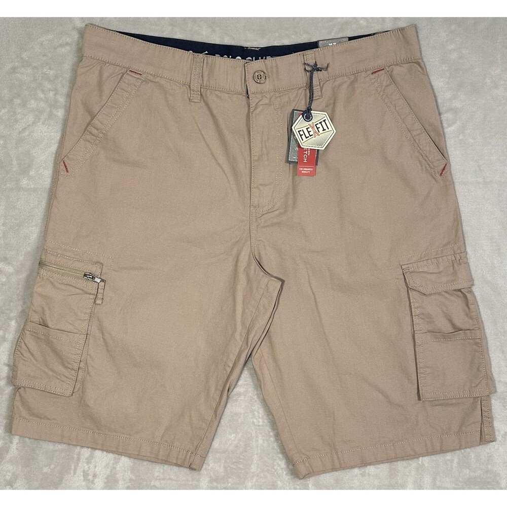 NWT Beverly Hills Polo Club Men's 36 Khaki Flex Cargo Shorts Stretch Relaxed